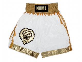 Personalized White Gold Boxing Shorts : KNBXCUST-2046